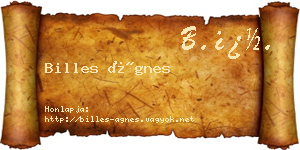 Billes Ágnes névjegykártya
